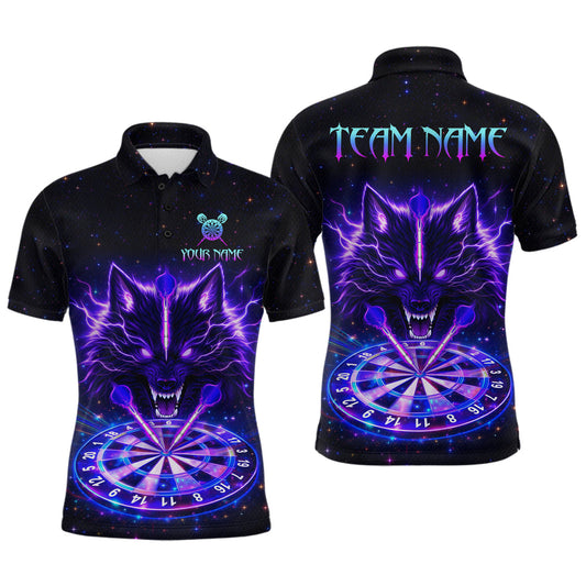 Maxcorners Custom Galaxy Thunder Wolf Darts Board Dart Shirts For Men Darts Team Jerseys Dart League LM2602