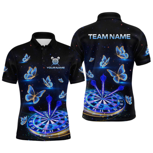 Maxcorners Custom Galaxy Butterflies Darts Board Dart Shirts For Men Darts Team Jerseys Dart League LM2602