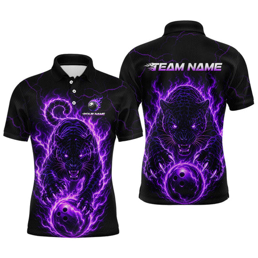 Maxcorners Custom Purple Flame Panther Bowling Jersey for Men Bowling Uniform Bowling Team Shirts LM2806