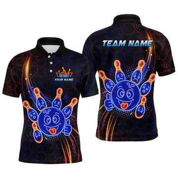 Maxcorners Custom Funny Neon Bowling Shirt for Men Bowling Team Jersey Bowling League Polo & 1/4 Zip LM0106
