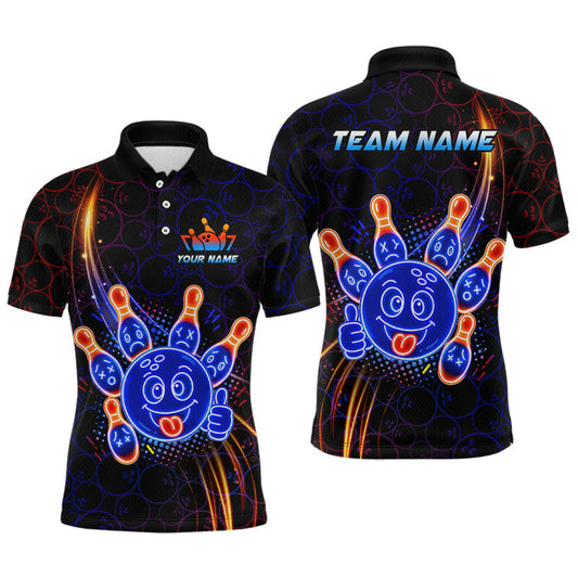 Maxcorners Custom Funny Neon Bowling Shirt for Men Bowling Team Jersey Bowling League Polo & 1/4 Zip LM0106