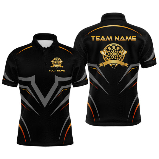 Maxcorners Black and Gold Dartboard Custom Dart Shirts For Men Polo & 1/4 Zip Dart Jersey Team LM2901