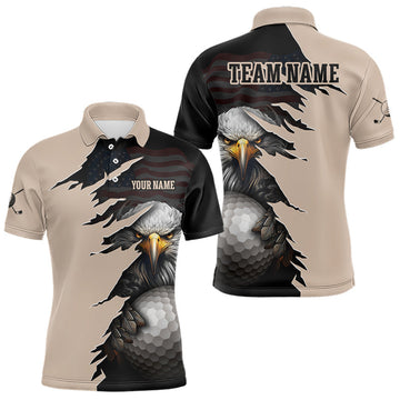 Maxcorners Custom American Flag Eagle Golf Mens Golf Polo Shirt Patriotic Team Golf Shirts Golf Gifts LM0208