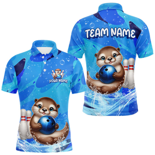 Maxcorners Custom Funny Otte Bowling Jersey for Men Bowling Team Shirts Bowling Gifts Polo & 1/4 Zip LM0404