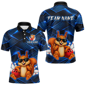 Maxcorners Blue Squirrel Funny Custom Bowling Jersey for Men