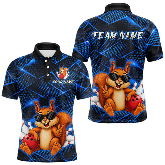 Maxcorners Blue Squirrel Funny Custom Bowling Jersey for Men
