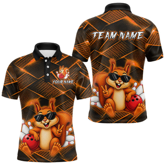 Maxcorners Orange Squirrel Funny Custom Bowling Jersey for Men