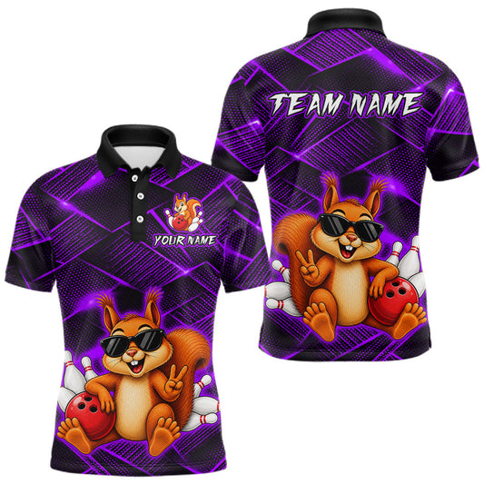 Maxcorners Purple Squirrel Funny Custom Bowling Jersey for Men