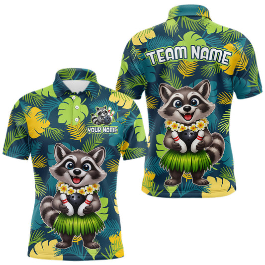 Maxcorners Custom Funny Raccoon Tropical Bowling Jersey for Men Bowling Team Shirts Bowling League LM0706