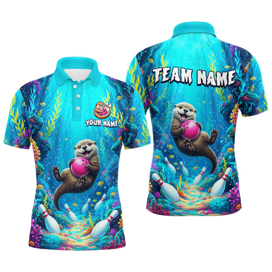 Maxcorners Custom Ocean Funny Otte Bowling Jersey for Men Funny Bowling Team Shirts Bowling Uniform LM1104