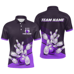 Maxcorners Purple Bowling Jersey for Men Custom Bowling Team Shirts Bowling League Polo & 1/4 Zip LM1112