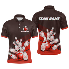 Maxcorners Red Bowling Jersey for Men Custom Bowling Team Shirts Bowling League Polo & 1/4 Zip LM1112