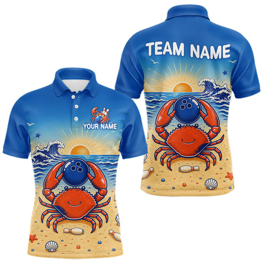Maxcorners Custom Crab Beach Ocean Bowling Jersey for Men Summer Bowling Team Shirts Bowling League LM1406