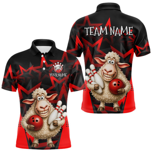 Maxcorners Custom Funny Sheep Bowling Jersey for Men Bowling Team Shirts Bowling League Polo & 1/4 Zip