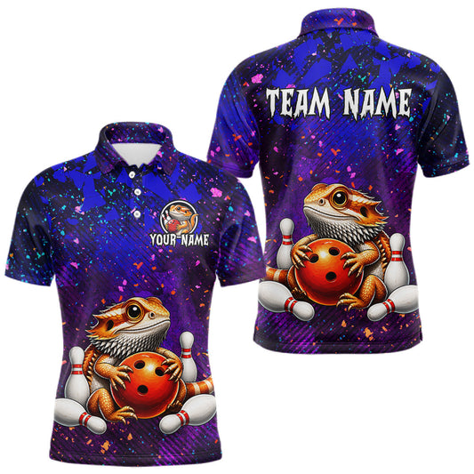 Maxcorners Custom Funny Bearded Dragon Bowling Jersey for Men Bowling Uniform Bowling Team Shirts LM2405
