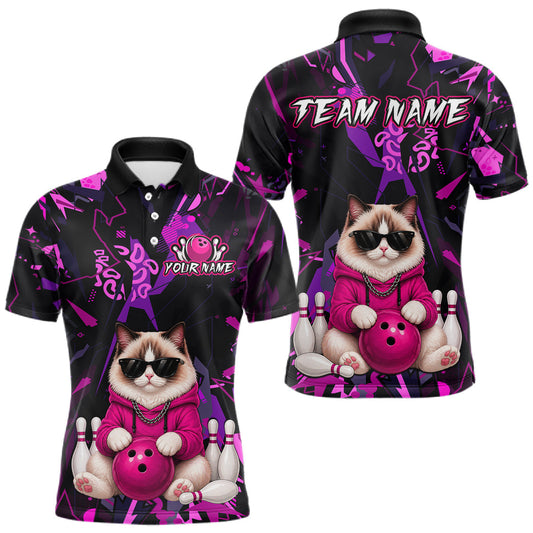 Maxcorners Custom Funny Ragdoll Cat Bowling Jersey for Men Bowling League Bowling Team Shirts LM2704