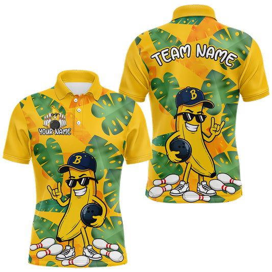Maxcorners Custom Funny Banana Bowling Shirt for Men Bowling Team Shirts Bowling League
