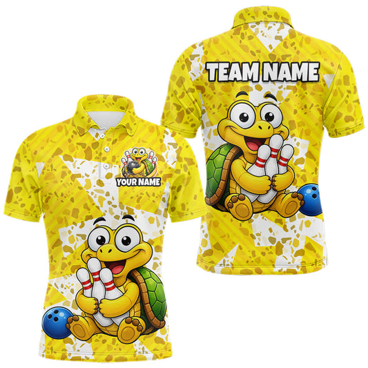 Maxcorners Custom Funny Turtle Bowling Shirt for Men Bowling Team Shirts Bowling League Polo &1/4 Zip