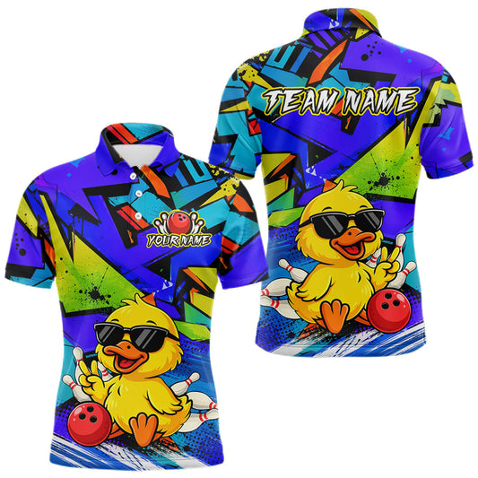 Maxcorners Custom Funny Graffiti Duck Bowling Jersey for Men Bowling Uniform Bowling Team Shirts LM2806