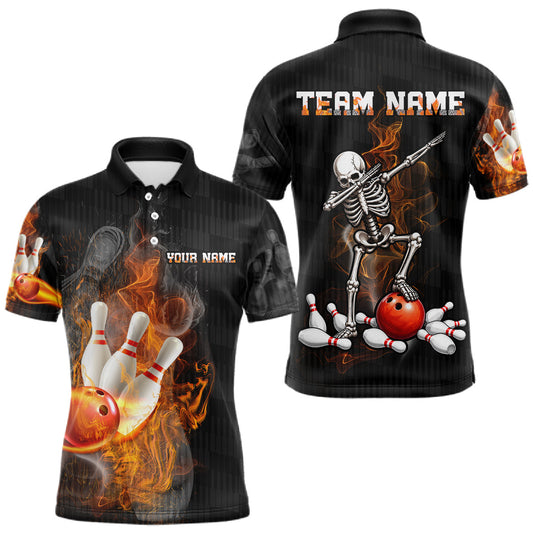 Maxcorners Custom Smoke Funny Skeleton Bowling Team Shirt for Men, Bowling League Jersey