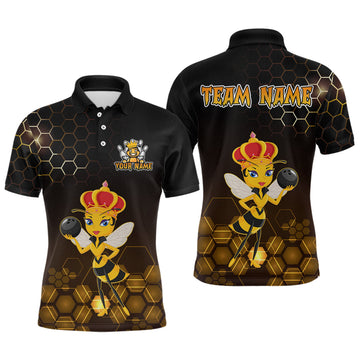 Maxcorners Custom Funny Bee Bowling Bowling Jersey for Men Bowling Team Shirts Polo & 1/4 Zip