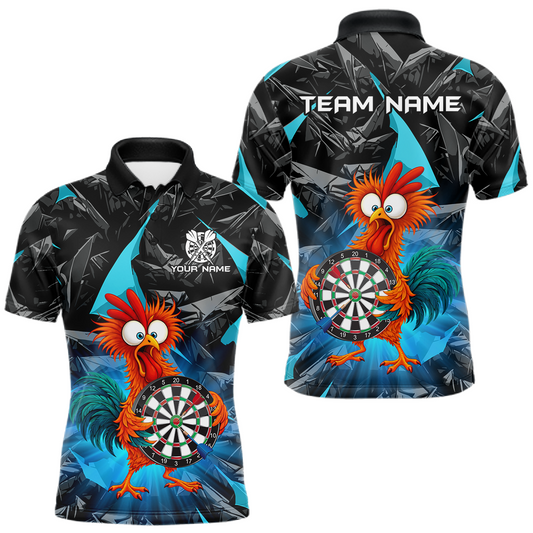 Maxcorners Custom Funny Turquoise Chicken Dart Shirts For Men Dart Board Gifts Darts Team Jerseys Dart League LM0503