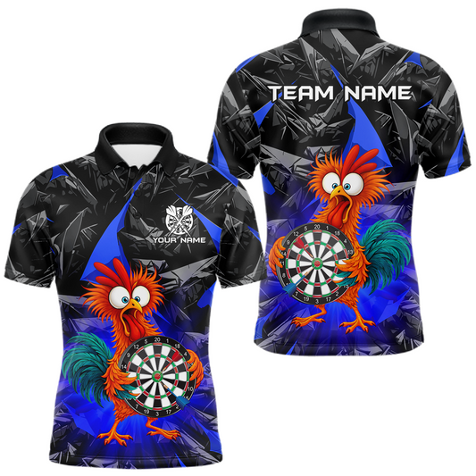 Maxcorners Custom Funny Blue Chicken Dart Shirts For Men Dart Board Gifts Darts Team Jerseys Dart League LM0503