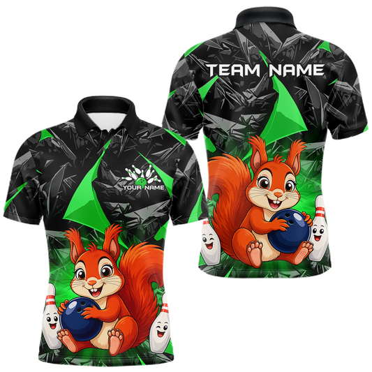 Maxcorners Funny Green Squirrel Custom Bowling Jersey for Men