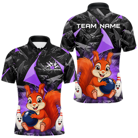 Maxcorners Funny Purple Squirrel Custom Bowling Jersey for Men