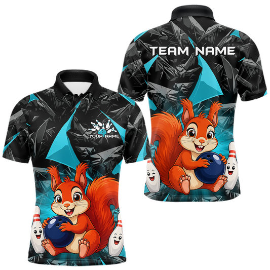 Maxcorners Funny Turquoise Squirrel Custom Bowling Jersey for Men