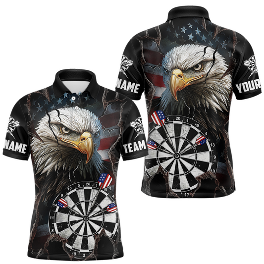 Maxcorners Custom US Flag Eagle Dart Shirts For Men Dart Board Gifts Darts Team Jerseys Dart League
 LM0503