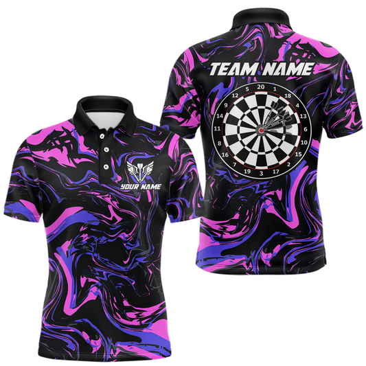 Maxcorners Pink-Purple Pattern Darts Team Jerseys Dart Shirts For Men Dart Tournament Polo & 1/4 Zip LM1501