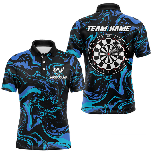 Maxcorners Teal-Turquoise Pattern Darts Team Jerseys Dart Shirts For Men Dart Tournament Polo & 1/4 Zip LM1501