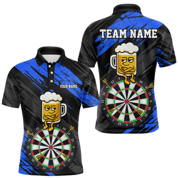 Maxcorners Custom Blue Funny Beer Darts Board Dart Shirts For Men Darts Team Jerseys Dart Tournament LM1104