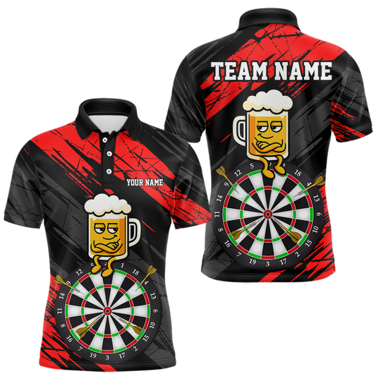 Maxcorners Custom Red Funny Beer Darts Board Dart Shirts For Men Darts Team Jerseys Dart Tournament LM1104