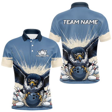 Maxcorners Custom Thunder Lightning Blue And Pink Bowling Shirt For Men, Bowling Team Jersey Polo & 1/4 Zip