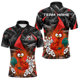 Maxcorners Custom Red Funny Chicken Bowling Jersey for Men Bowling Team Shirts Polo & 1/4 Zip TU0411