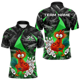 Maxcorners Custom Green Funny Chicken Bowling Jersey for Men Bowling Team Shirts Polo & 1/4 Zip TU0411