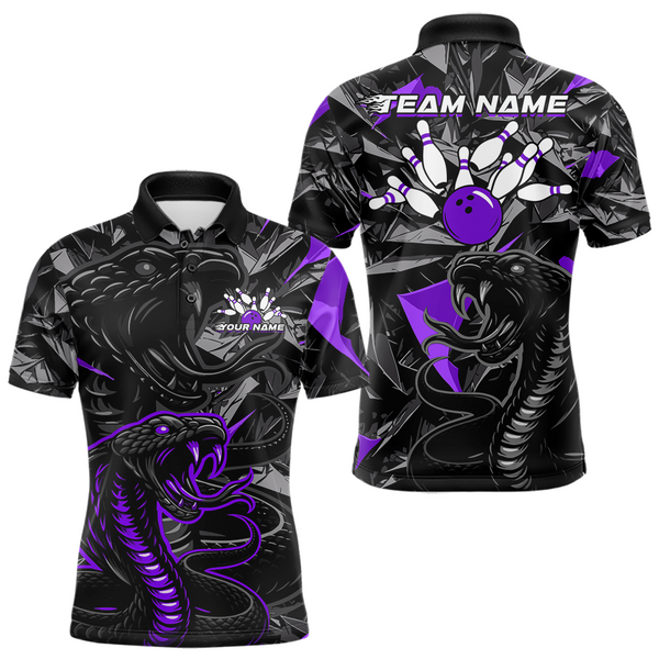 Maxcorners Custom Purple Cobra Snake Bowling Jersey for Men Bowling Team Shirts Bowling Uniform Polo & 1/4 Zip MT0111