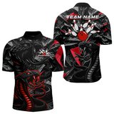 Maxcorners Custom Red Cobra Snake Bowling Jersey for Men Bowling Team Shirts Bowling Uniform Polo & 1/4 Zip MT0111