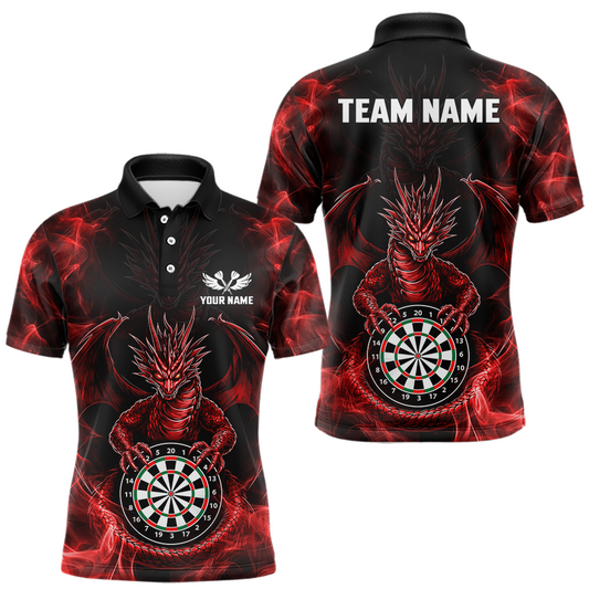 Maxcorners Custom Red Dragon Darts Board Dart Shirts For Men Darts Team Jerseys Polo & 1/4 Zip LM1104