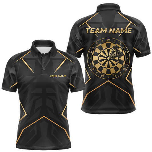 Maxcorners Custom Black Gold Dartboard Shirts Dart Shirt for Men Dart Team Jersey Dart League LM1005