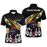 Maxcorners Custom Yellow Funny Beer Bowling Jersey for Men Bowling Team Shirts Bowling Uniform Polo & 1/4 Zip MT1810
