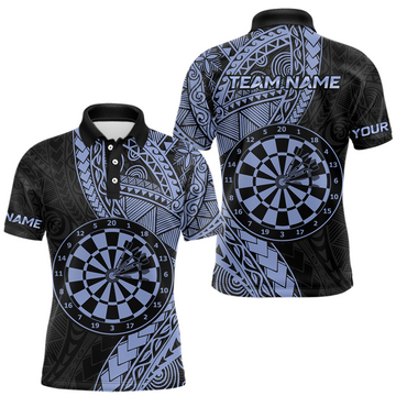 Maxcorners Custom Green Tribal Dart Shirts for Men Dart Team Jersey Dartboard Gifts Polo & 1/4 Zip