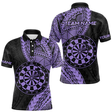 Maxcorners Custom Purple Tribal Dart Shirts for Men Dart Team Jersey Dartboard Gifts Polo & 1/4 Zip LM1903