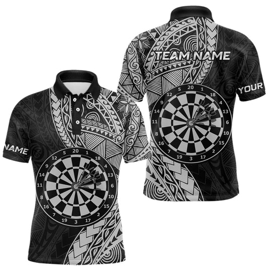 Maxcorners Custom White Tribal Dart Shirts for Men Dart Team Jersey Dartboard Gifts Polo & 1/4 Zip LM1903