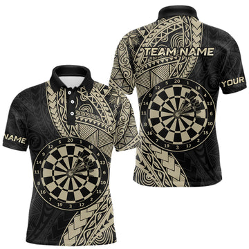 Maxcorners Custom Yellow Tribal Dart Shirts for Men Dart Team Jersey Dartboard Gifts Polo & 1/4 Zip LM1903