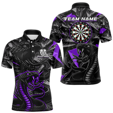 Maxcorners Purple Custom Cobra Snake Dart Shirts for Men Dart Team Jersey Dartboard Gifts Polo & 1/4 Zip LM1903
