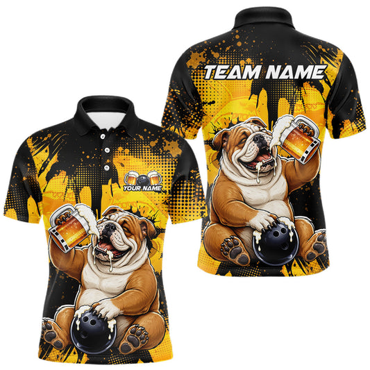 Maxcorners Custom Funny Beer Bulldog Bowling Jersey for Men Bowling Team Shirts Bowling League LM2306