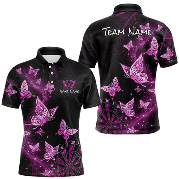 Maxcorners Custom Pink Galaxy Butterfly Darts Shirt for Men, Darts Team Jersey and Dartboard Shirt